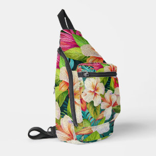 Tropical Floral Oil Painting Style Sling Bag