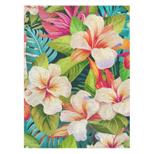 Tropical Floral Oil Painting Style Tablecloth
