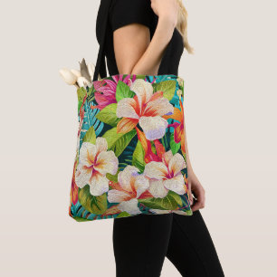 Tropical Floral Oil Painting Style Tote Bag