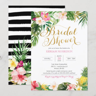 Tropical Floral or Luau Style Bridal Shower Invitation