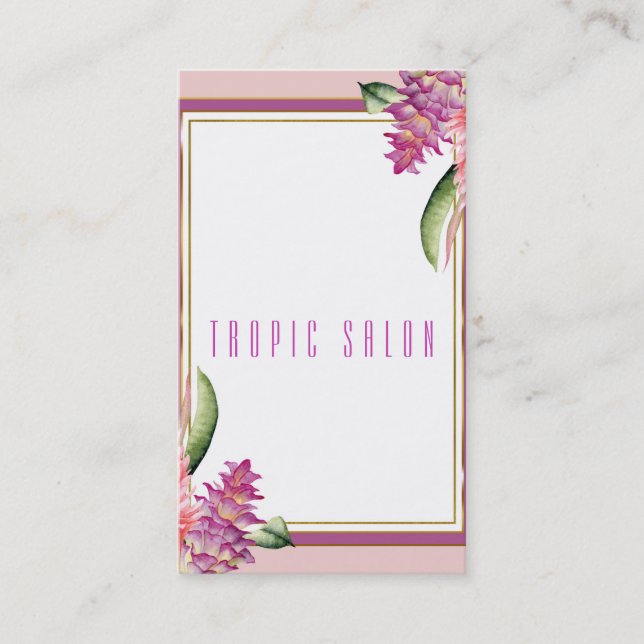 Tropical Floral Orchid Purple Pink Botanical Chic Business Card (Front)
