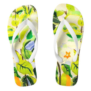Tropical Floral Pair of Flip Flops