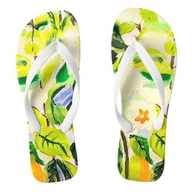 Tropical Floral Pair of Flip Flops (Footbed)