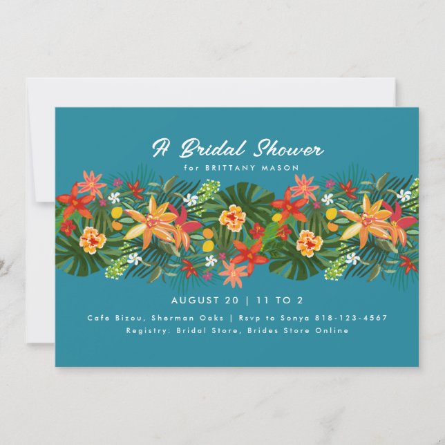 Tropical Floral Palm Bridal Shower Invitation (Front)