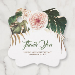 Tropical Floral Palm Leaves Thank You Favour Tags