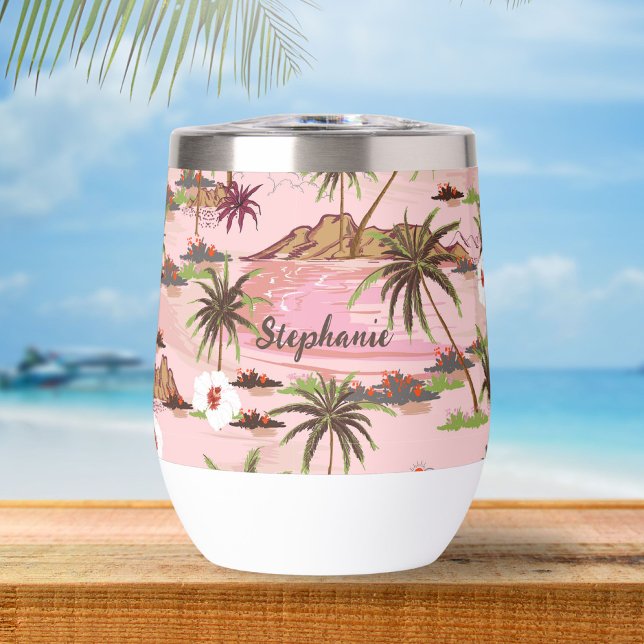 Tropical Floral Palm Tree Custom Monogram Name (Creator Uploaded)