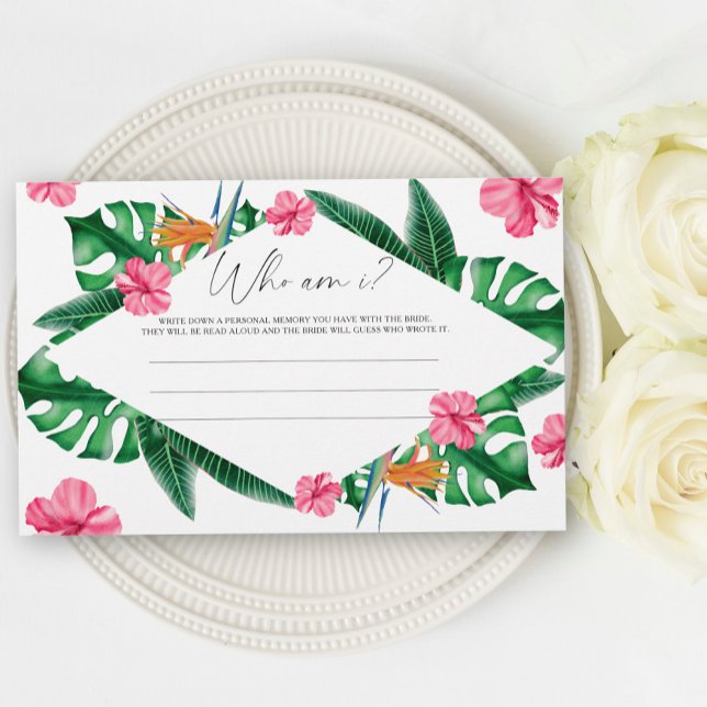 Tropical floral palm - Who am I bridal shower game Stationery (Creator Uploaded)