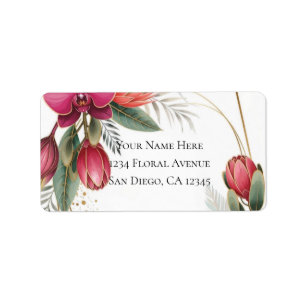 Tropical Floral Paradise Botanical Gold Wedding  Label