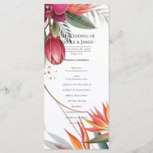Tropical Floral Paradise Botanical Gold Wedding  Menu