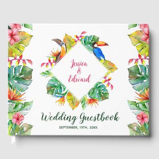 Tropical Floral Paradise Hawaiian Wedding Guest Book