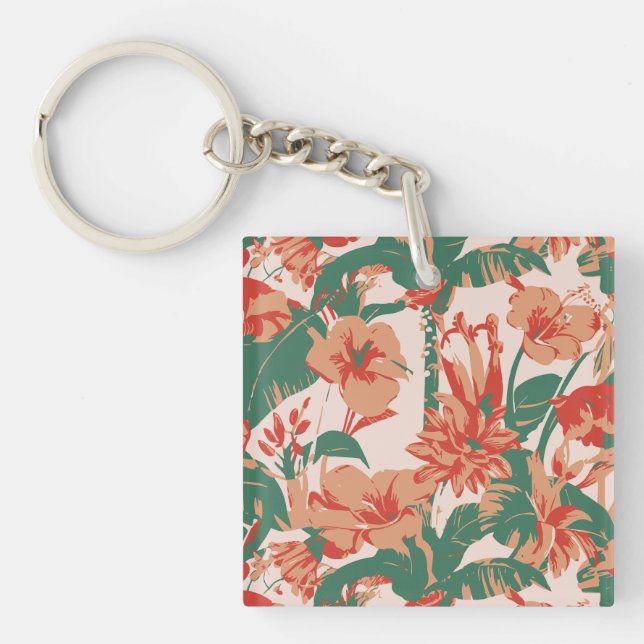 Tropical Floral Paradise Key Ring (Front)