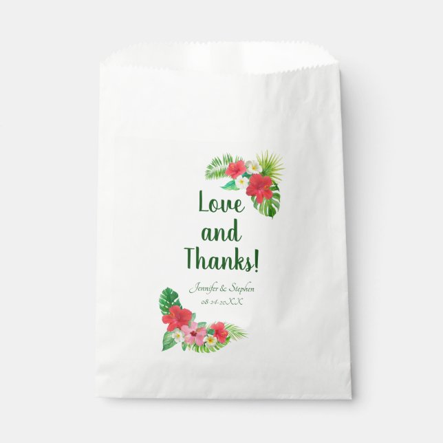 Tropical Floral Paradise Wedding Favour Bags (Front)
