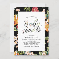Tropical Floral Pattern Baby Shower Invitation