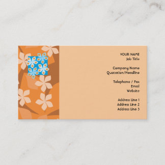 Tropical Floral Pattern. Blue and Orange. Business Card