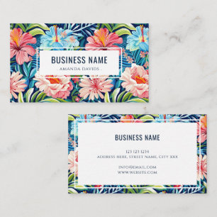 Tropical Floral Pattern Colourful Flowers Business Card