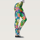 Tropical Floral Pattern Colourful Whimsical flower Leggings<br><div class="desc">Step out in style with these super fun leggings featuring a whimsical tropical floral pattern highlighted by pink and orange flowers and green ferns. Perfect for a night out,  workout at the gym or tropical beach vacation.</div>