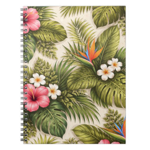 Tropical Floral Pattern – Hibiscus, Monstera  Notebook
