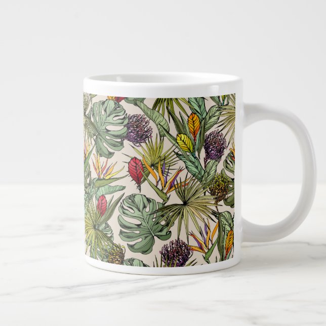 Tropical Floral Pattern Large Coffee Mug (Right)
