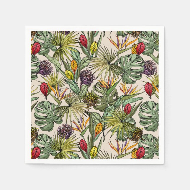 Tropical Floral Pattern Napkin (Front)