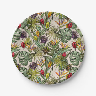 Tropical Floral Pattern Paper Plate