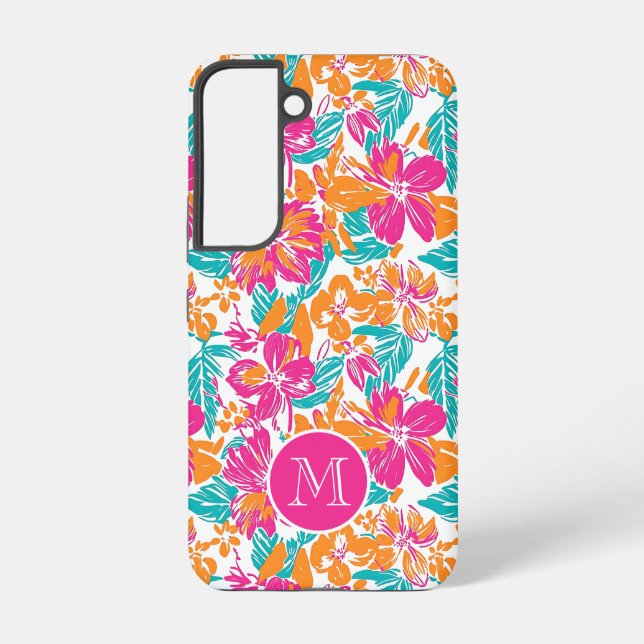 Tropical Floral Pattern Phone Case (Name) (Back)