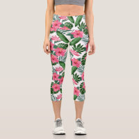 Tropical Floral Pattern Pink Hibiscus Flower