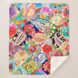 Tropical Floral Pattern Sherpa Blanket