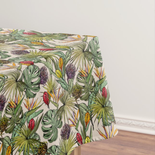 Tropical Floral Pattern Tablecloth (In Situ)