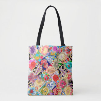 Tropical Floral Pattern Tote Bag