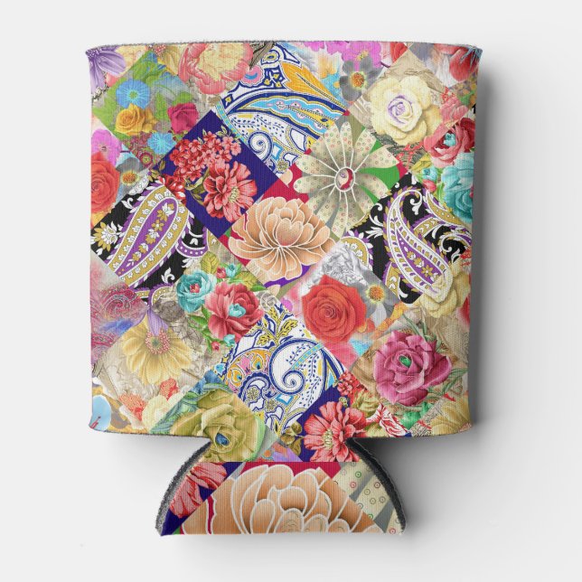 Tropical floral pattern, vibrant colours. can cooler (Front)