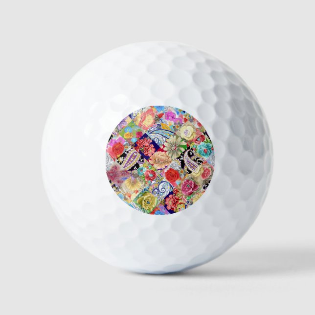 Tropical floral pattern, vibrant colours. golf balls (Front)