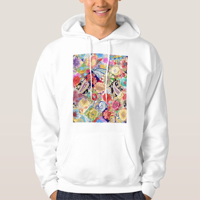 Tropical floral pattern, vibrant colours. hoodie (Front)