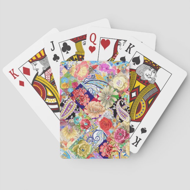 Tropical floral pattern, vibrant colours. playing cards (Back)