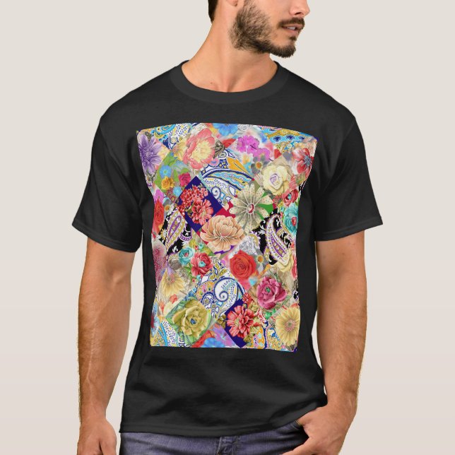 Tropical floral pattern, vibrant colours. T-Shirt (Front)