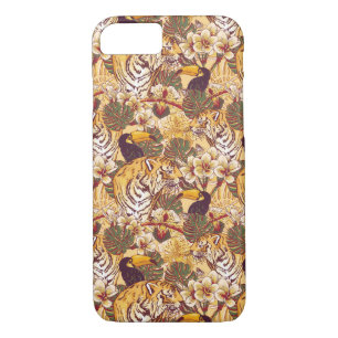 Tropical Floral Pattern With Tiger iPhone 8/7 Case