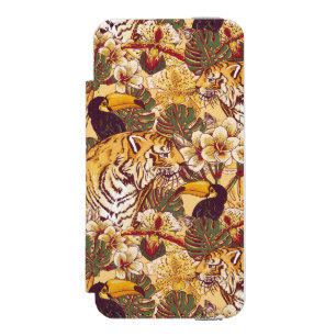 Tropical Floral Pattern With Tiger Incipio Watson™ iPhone 5 Wallet Case