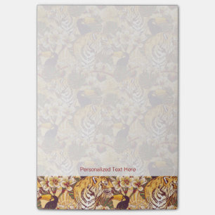 Tropical Floral Pattern With Tiger Post-it Notes