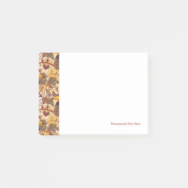 Tropical Floral Pattern With Tiger Post-it Notes (Front)