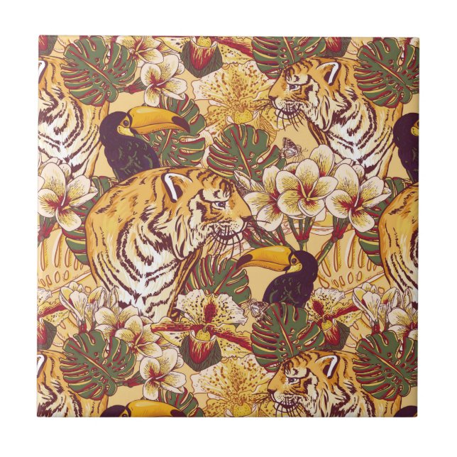 Tropical Floral Pattern With Tiger Tile (Front)