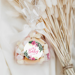 Tropical Floral Personalised Baby Shower Classic Round Sticker