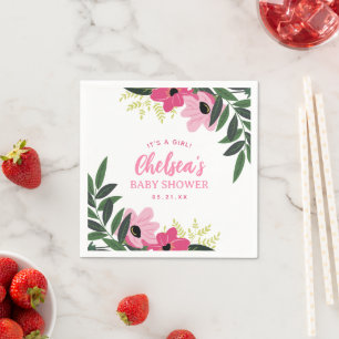Tropical Floral Personalised Baby Shower Napkin