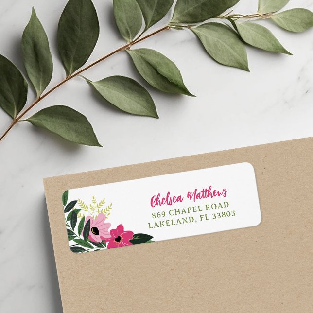 Tropical Floral Personalised Return Address (Creator Uploaded)