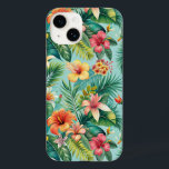 Tropical floral phone Case-Mate iPhone 14 case<br><div class="desc">This design includes lush green palm leaves and bold,  colourful hibiscus flowers in shades of red,  orange,  yellow,  and pink,  set against a refreshing turquoise background.</div>