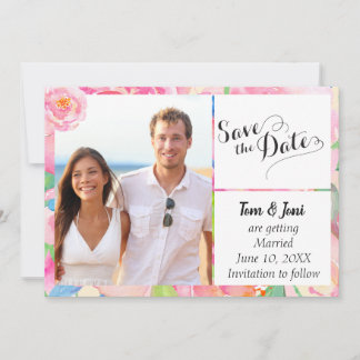 Tropical Floral photo Save the Date