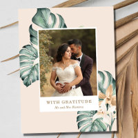 Tropical Floral Photo Wedding Thank You 