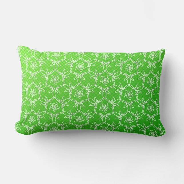 Tropical Floral Pillow - Lime (Front)