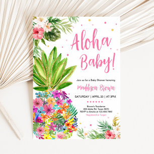 Tropical Floral Pineapple Baby Shower  Invitation