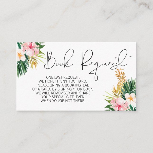 Tropical floral pineapple book request insert (Front)
