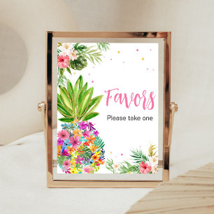 Tropical Floral Pineapple Favours Poster