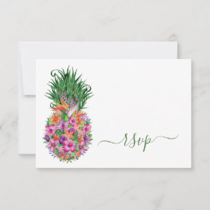 Tropical Floral Pineapple Wedding Menu Choice